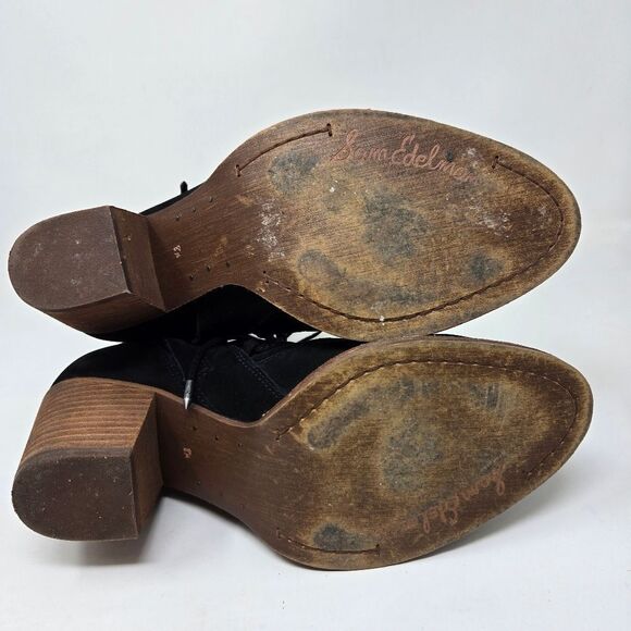 SAM EDELMAN Women's Millard Black Leather Lace Up Ankle Boots Anthro Size 8.5 - Picture 11 of 14